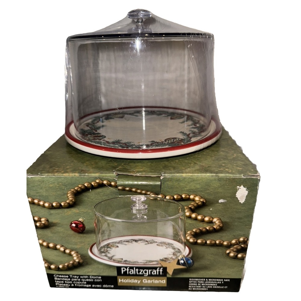 Pfaltzgraff Holiday Garland Cheese‎ Tray And Dome
